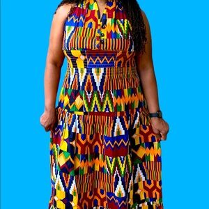 THREE BUTTON AUTHENTIC AFRICAN LONG DRESS